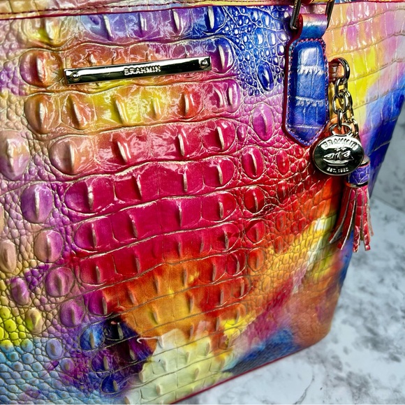 Brahmin Dandy Melbourne Medium Asher Tote Leather Shoulder Bag Rare Croc Purse - Picture 3 of 14